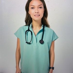 COPY - Figs Rafaela Collar Scrub Top. Limited edition color in Sea Glass.